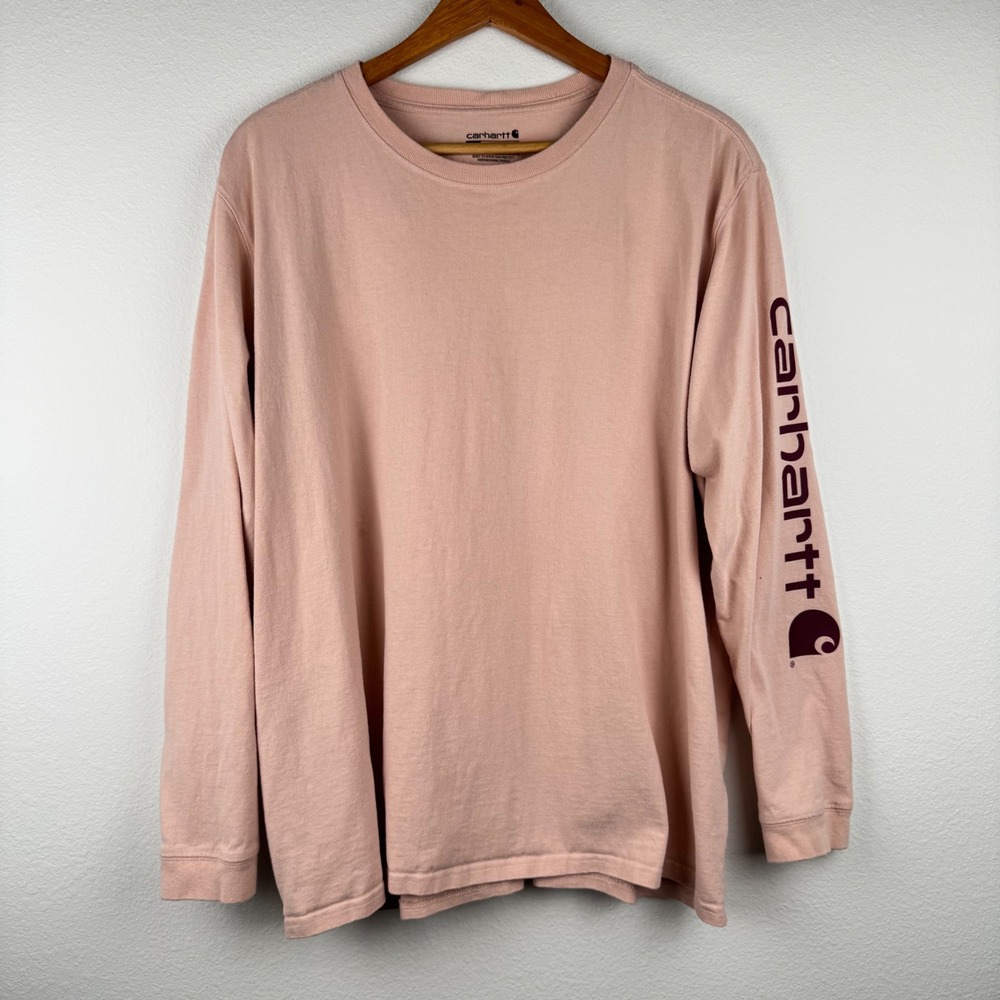 Carhartt Long Sleeve T-Shirt Womens XXL Peach Good Loose Fit Workwear TK0231-W